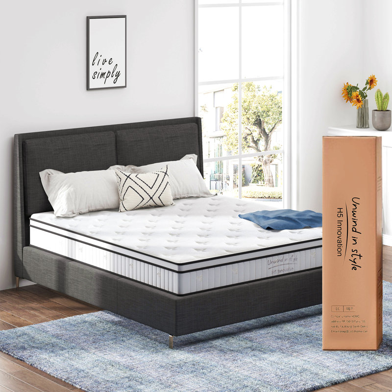 Matelas, matelas hybride, ressorts ensachés individuellement, fermeté moyenne, 10", Lit simple