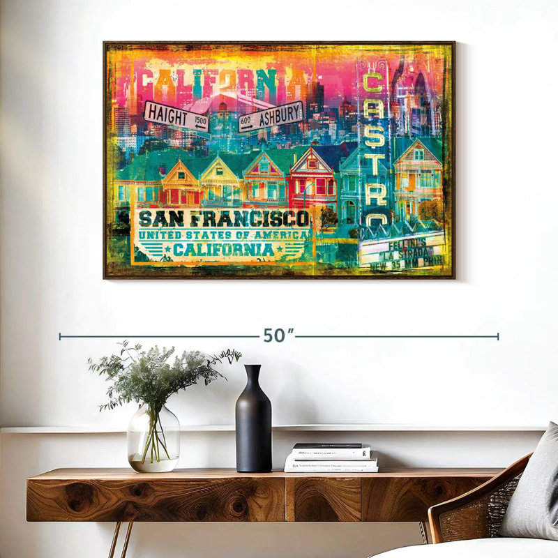 Banlieue de San Francisco, grunge, Cadre flottant noyer, 40 po x 27 po