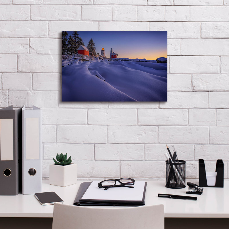«Newfallen Snow At Pemaquid Point» par Rick Berk, art mural sur toile, H 12 po x l 18 po x P 0,75 po
