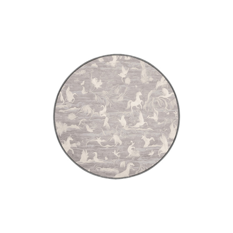 Machine Washable Gray Area Rug, Round 6'