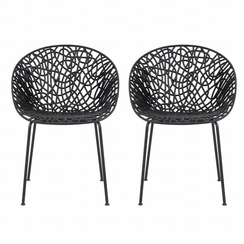 Ensemble de 2 chaises de patio d'extérieur, Noir
