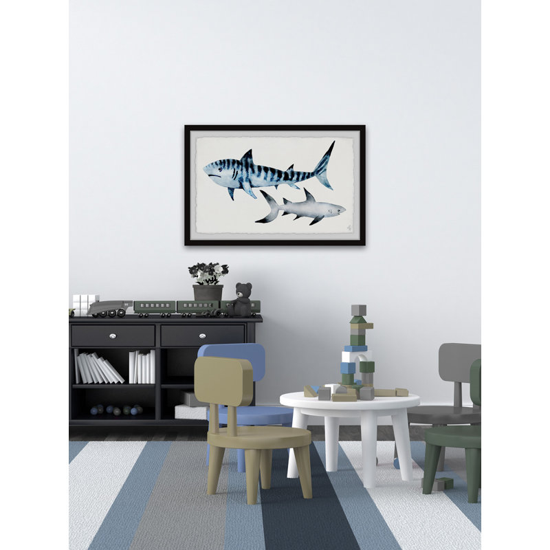 Kendrick Sharks Duo - Single Picture Frame Painting, 41cm H x 61cm W