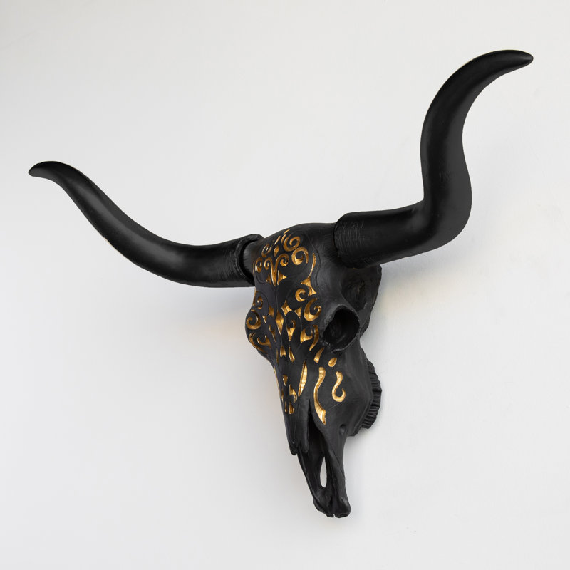 Décoration murale faux tribal Texas Longhorn, Doré / Noir