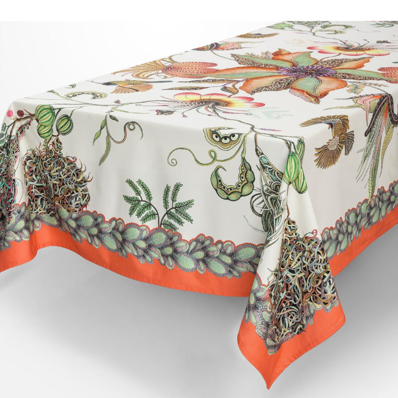 Thanda Nests Tablecloth - Cotton, Parakeet, 138" L x 78" W