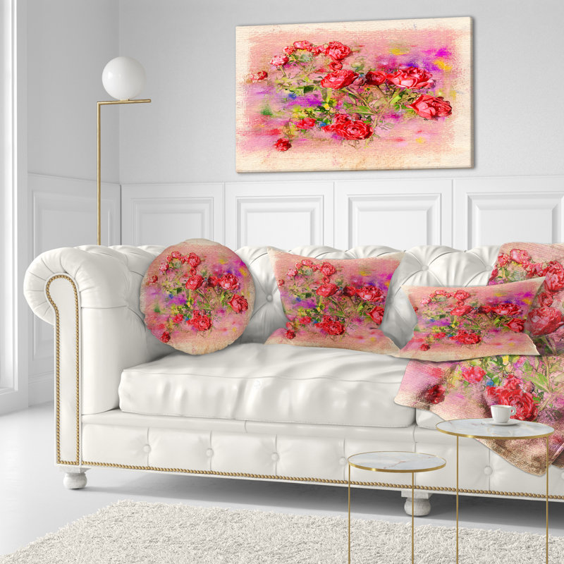 Coussin lombaire pastel floral roses