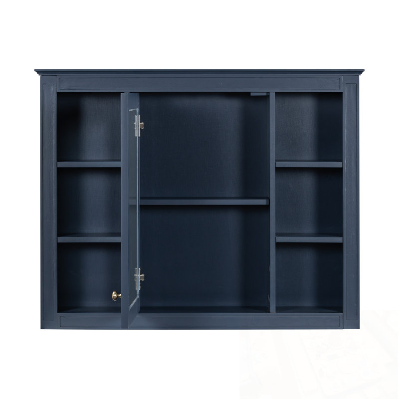 Meuble mural Tiltonsville avec porte miroir et 4 tablettes ouvertes, Blue