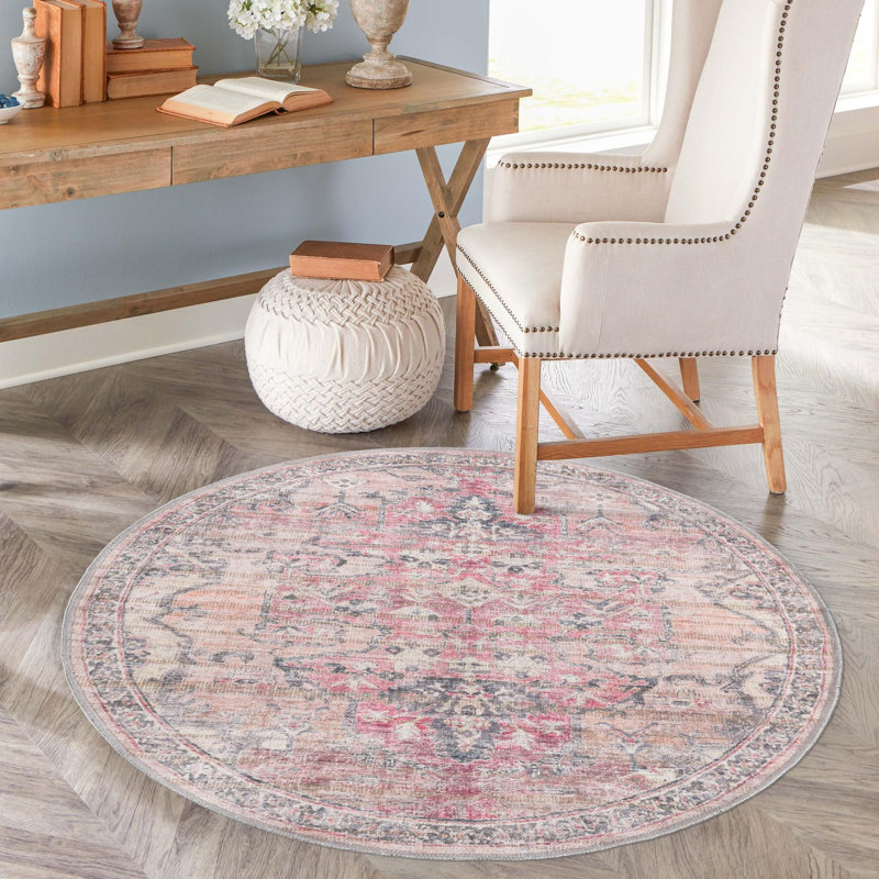 Engelman Washable Oriental Indoor Rug, Round 7'10"