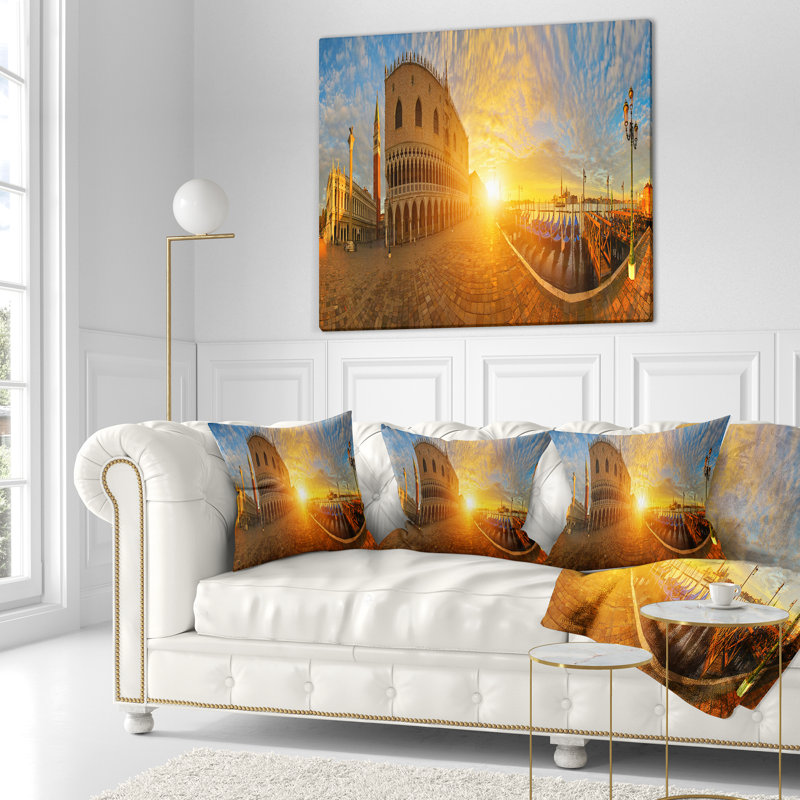 Coussin décoratif de soleil vif dans l’italie cityscape, 18 po x 18 po, Coussin décoratif