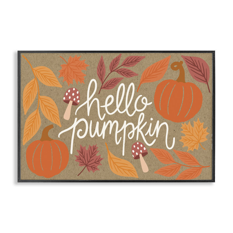 «Rustic Hello Pumpkin», art giclée par Taylor Shannon Designs, Giclée encadrée noir minuit, H 12 po x l 18 po