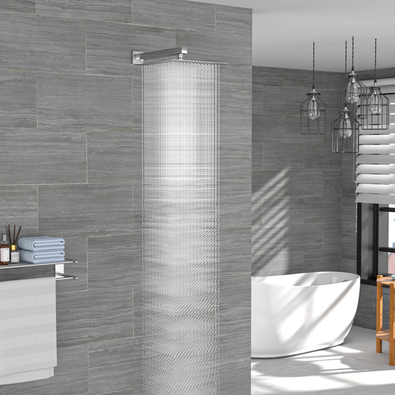Pomme de douche en acier inoxydable 10 pouces, carré, Chrome poli