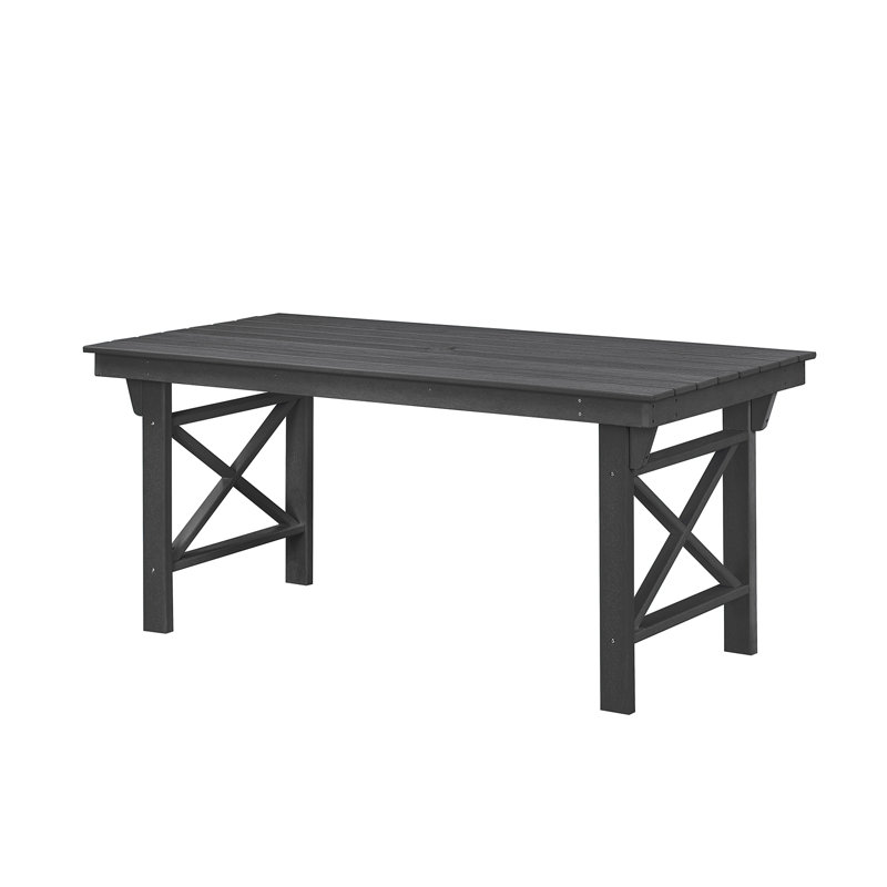 SeeHill HDPE Outdoor Dining Table, 66.9â€ Rectangle Patio Dining Table for 6, All-Weather HDPE Outdoor Table with 2.2â€ Umbrella Hole, HDPE Patio Furniture for Deck, Backyard, Garden, Pool