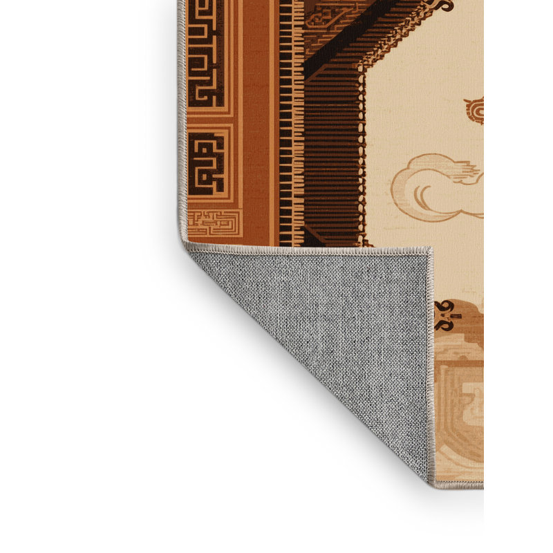 Tapis oriental classique délavé à la machine délavé à la machine en brun et beige Pandelica, 7 x 9