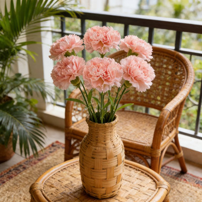 Bouquet d'œillets artificiels décoratifs pour la fête des Mères, 6 pièces, pétales de soie artificielle en tissu de 25 pouces, convient aux fleurs décoratives de la fête des Mères, rose
