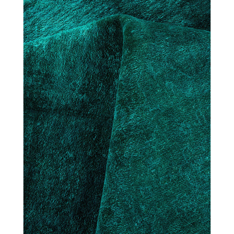 Tapis vert / noir / gris surteint de conception unique 9 pi 2 po x 12 pi 2 po Overdyed