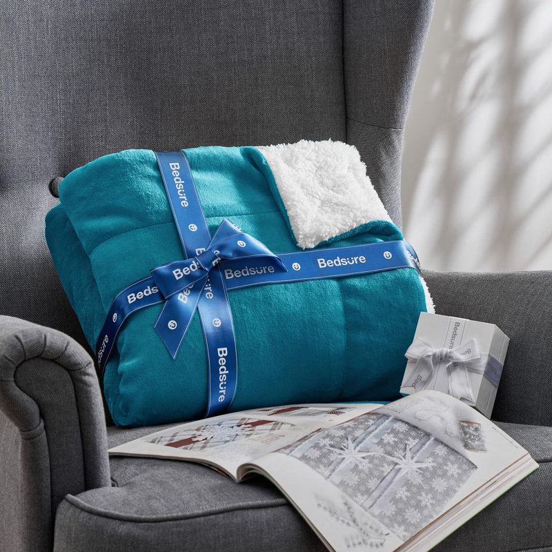 Bedsure Soft Sherpa Fleece Throw Blanket, Turquoise, 220cm x 240cm