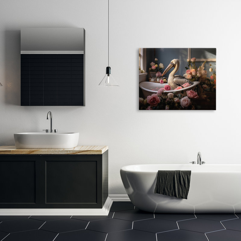 Conception d'art sur toile Pelican In Rose, H 40 po x l 30 po