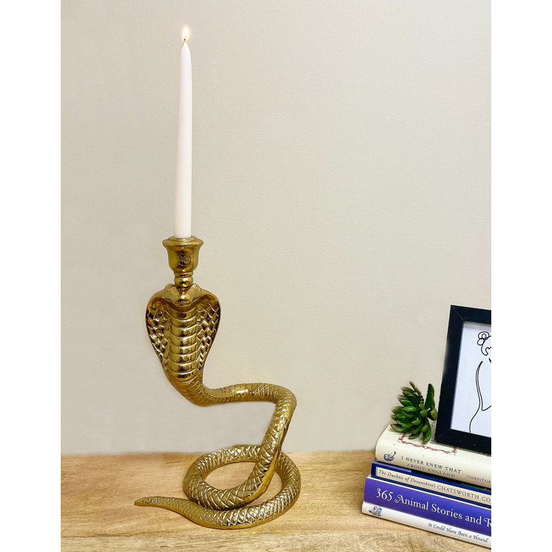 Metal Tabletop Candlestick with Candle Included