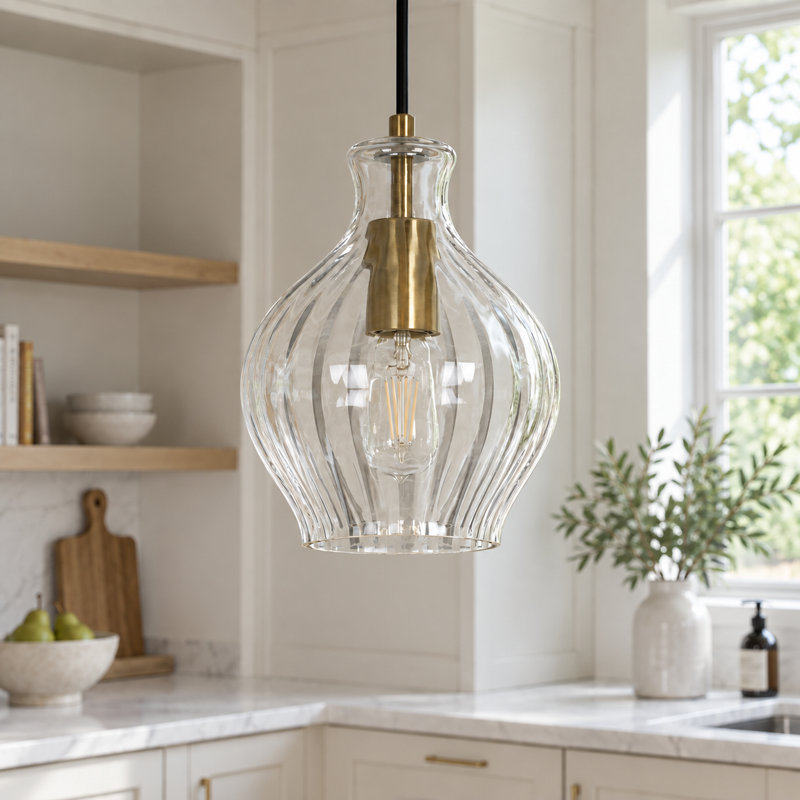 Emanoila 1 - Light Mini Pendant with Fluted Ripple Textured Glass