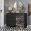 Commode à 6 tiroirs cannelés pour chambre à coucher, commode en bois moderne de 47,2 po de largeur avec bord incurvé, armoire de rangement pour le salon, noir-1630593144