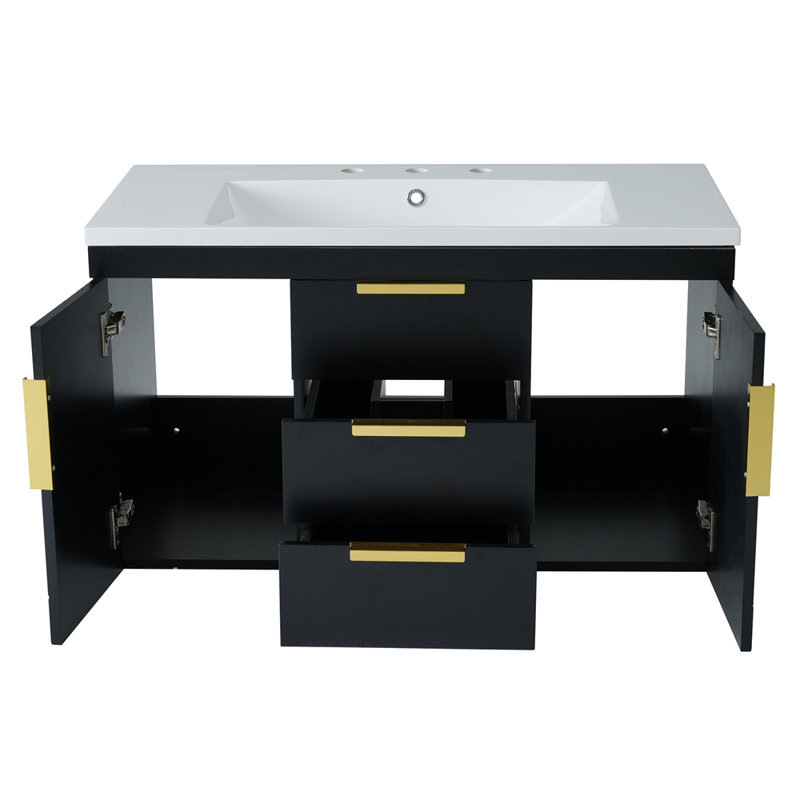 Armoire de rangement flottante avec 2 tiroirs, Black