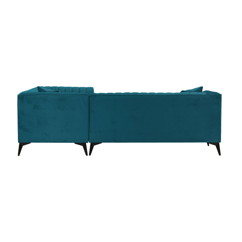 Adryen 5 Seater Velvet Corner Sofa , Light Blue, Right Hand Facing