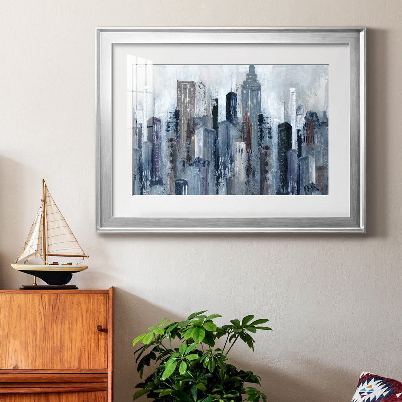 City Mood - Peinture encadrée, H 30,5 po x l 42,5 po x P 1,5 po, Argent