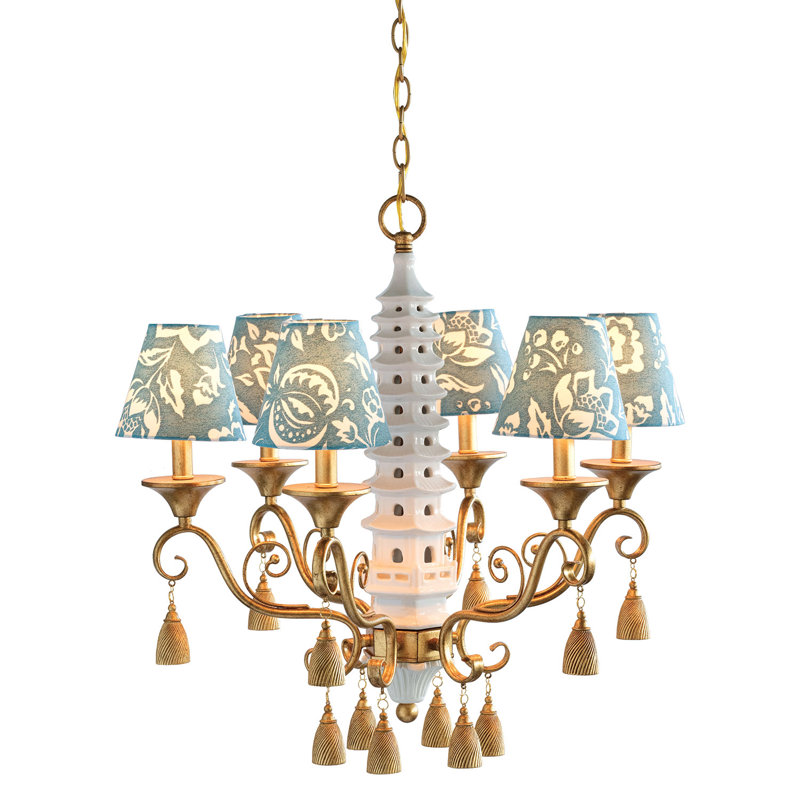 Madcap Cottage 6 - Light Porcelain and Steel Dimmable Chandelier