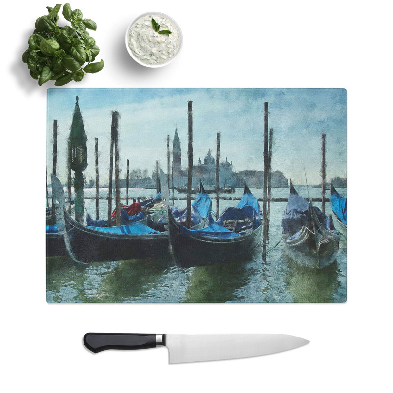 Gondolas in Venice Vol.2 Chopping Board, 0.4cm H x 20cm W x 28.5cm L