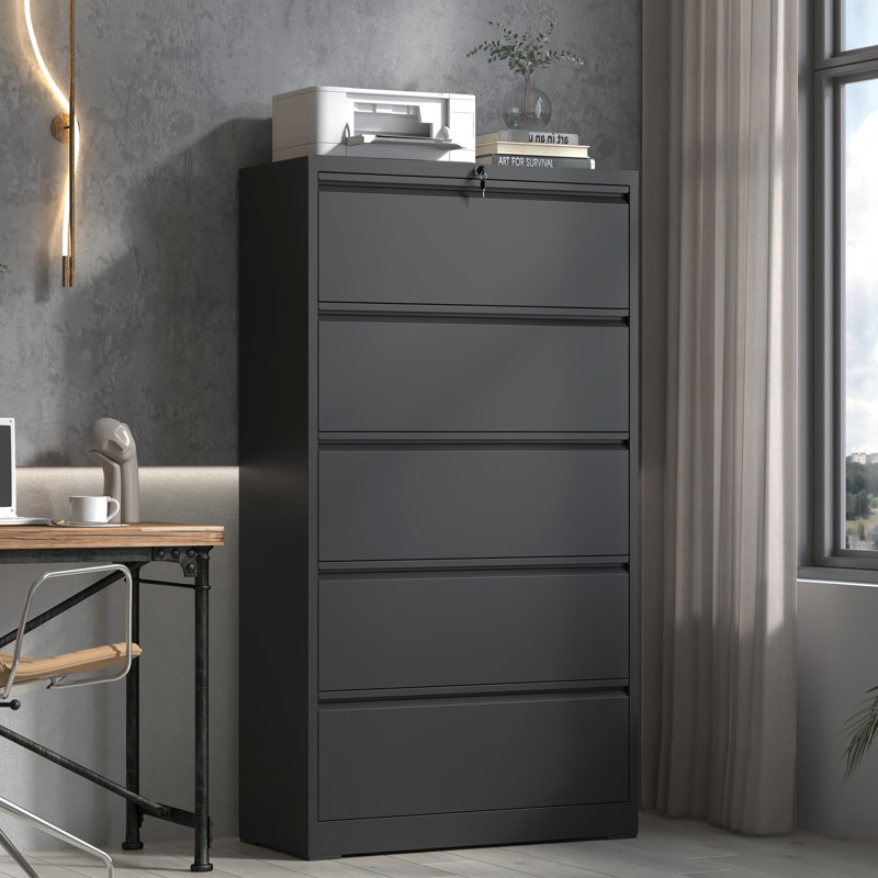5 classeurs en métal avec serrure, noir antique, nécessaire de bureau, pour format légal / lettre / A4 / F4, 550 livres, poids maximum, classeur verrouillable, aspect antique, économise de l'espace, peut accueillir plusieurs types