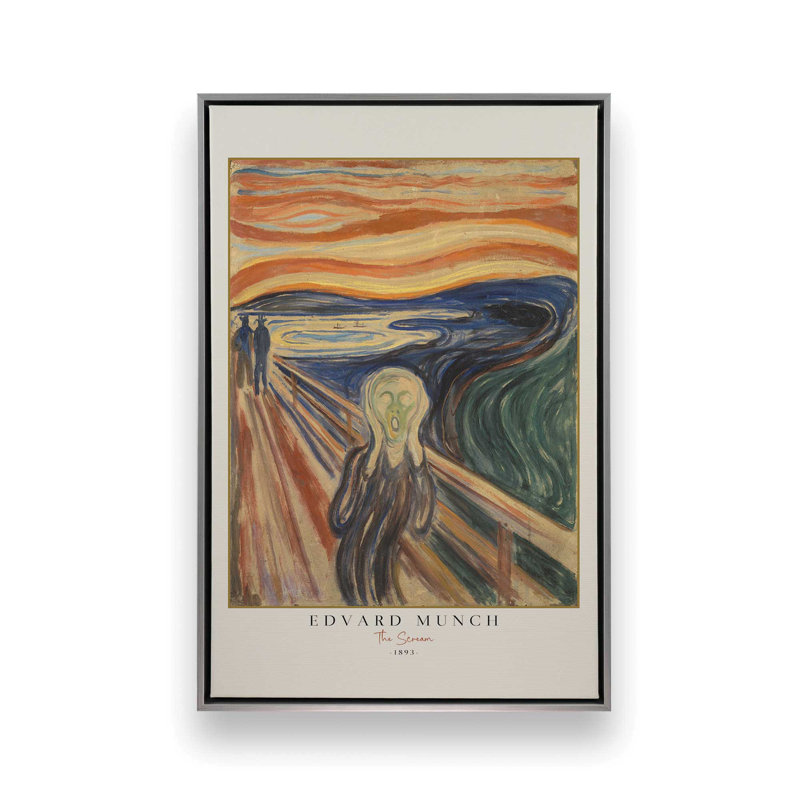 The Scream by Edvard Munch v3, Polished Chrome Floater Framed, 30.75" H x 20.75" W