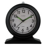 Traditional Analog Quartz Movement / Crystal Tabletop Clock with Alarm in Black