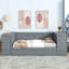 Lit de jour simple avec accoudoirs de rangement, lit gigogne et station de charge, gris-338106635