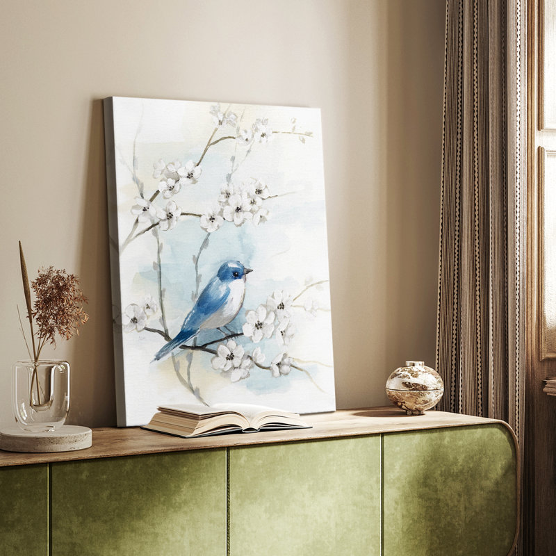 Blossoms et Bluebird I - Cavas enveloppés de galerie, H 18 po x l 12 po