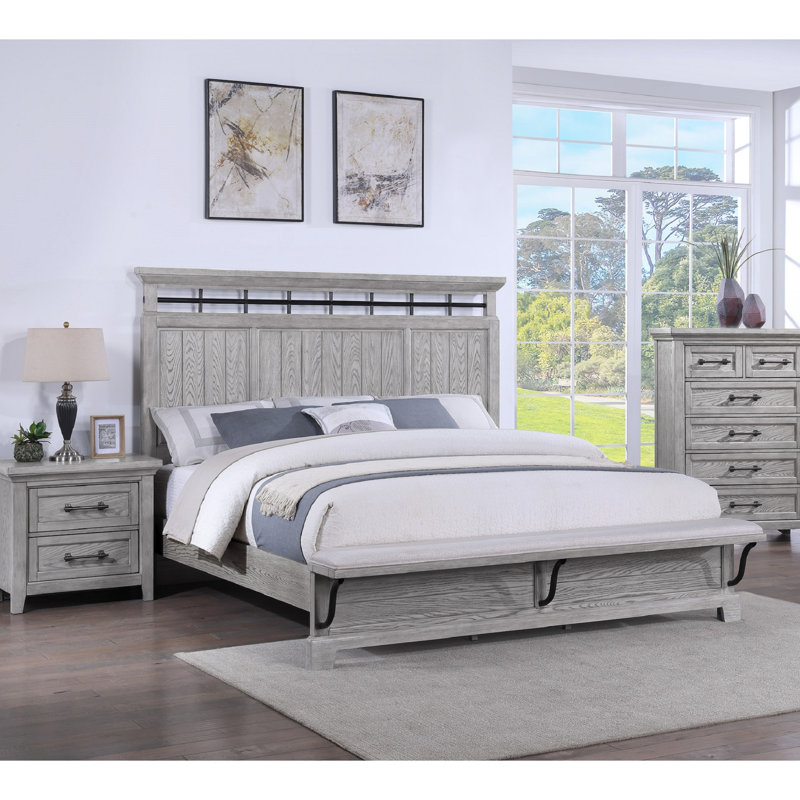 Table de chevet transitionnelle pour chambre à coucher avec finition grise et deux tiroirs - style et fabrication