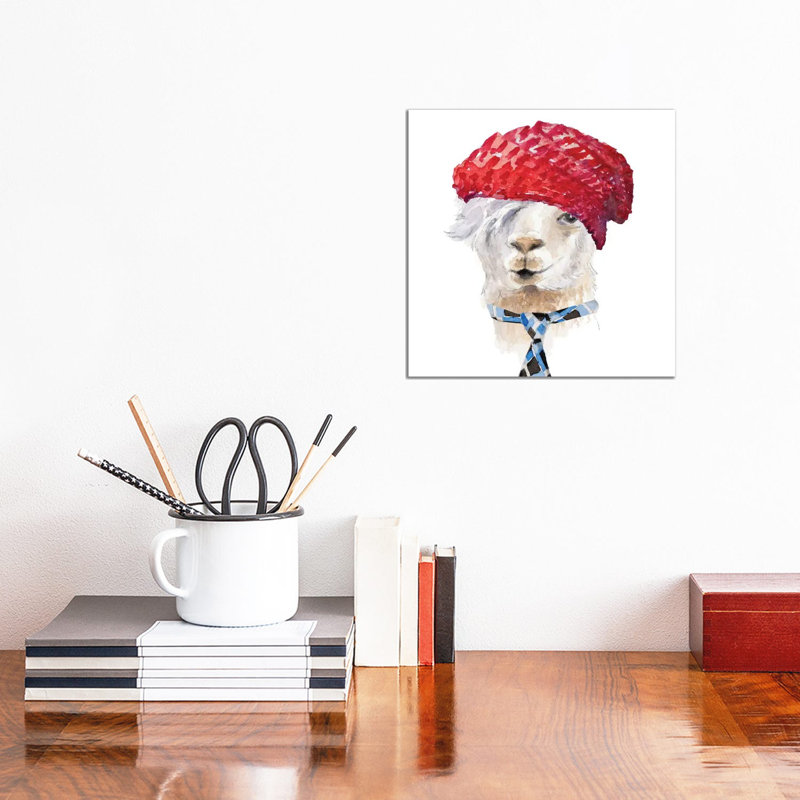 Fashion Llama by Lanie Loreth - Wrapped Canvas Painting, 30.48 cm H x 30.48 cm W