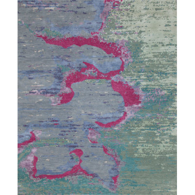 Molokai Abstract Area Rug in Tropical/Periwinkle/Magenta/Seafoam
