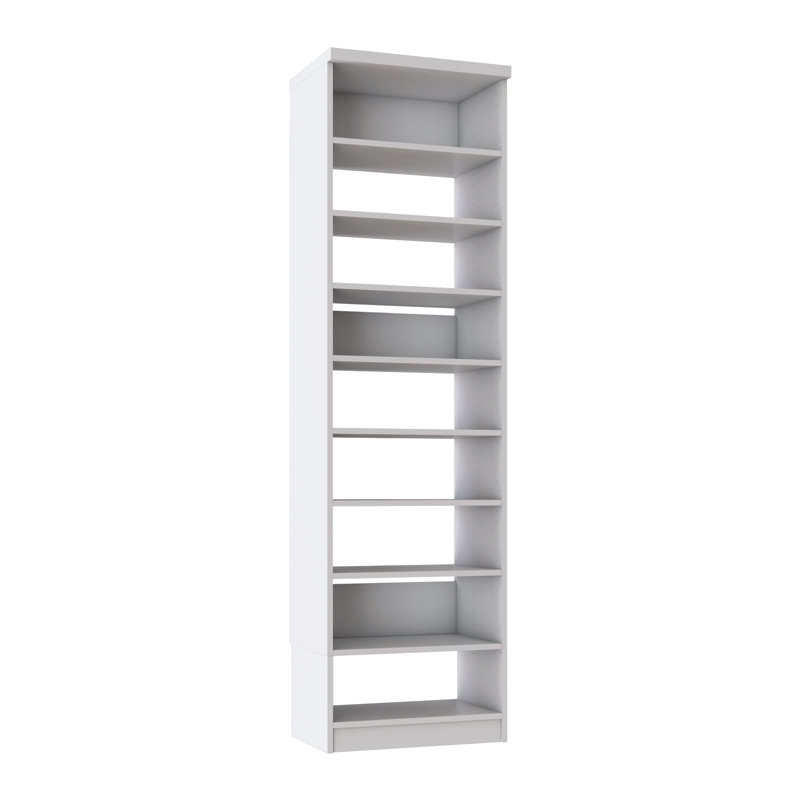 Tranquil White 25.5" Floor-Mounted Closet Section with 9 Shelves, 25.5, Tranquil White