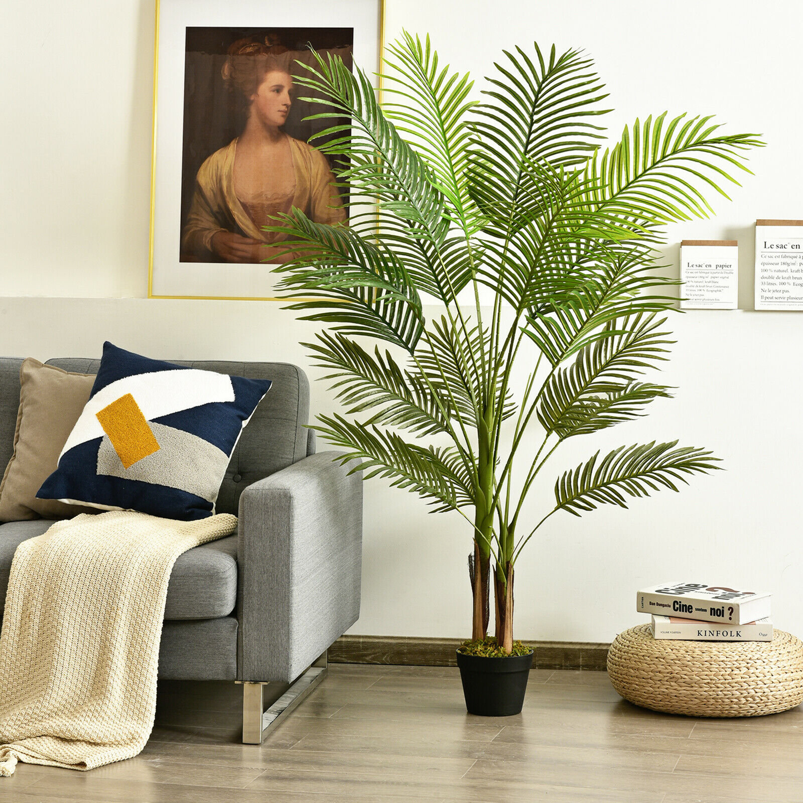60" Palm Tree with Base Included, 60" H x 44" W x 49" D