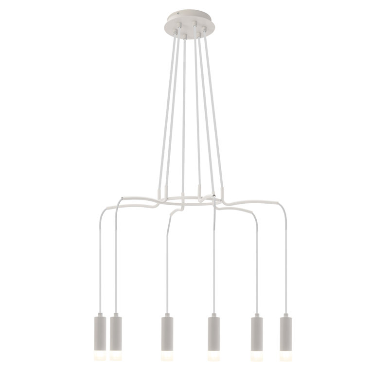  Luminaire suspendu cylindrique 6 lumières, Blanc