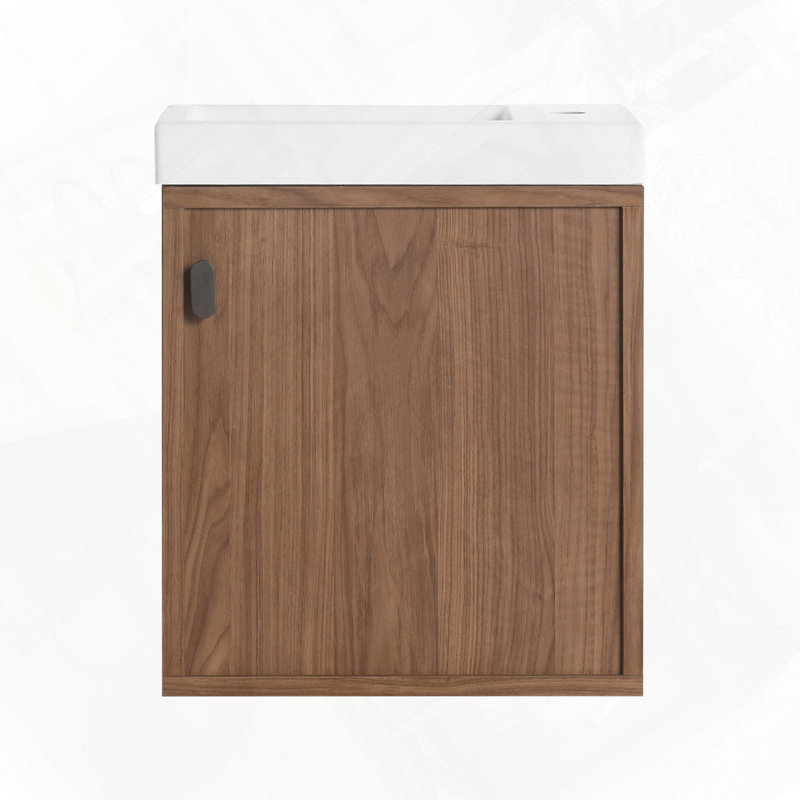Meuble-lavabo mural avec lavabo en résine et porte facile à installer