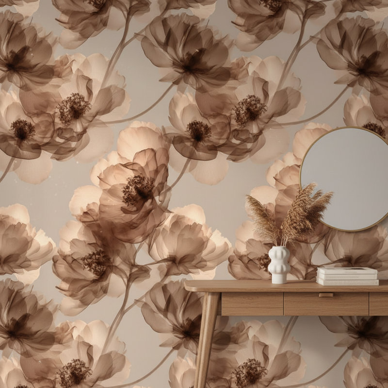 Floral Wallpaper Translucent Modern Removable Wall Decor