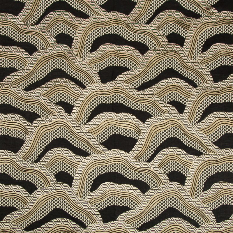 Les Rizieres Emb Fabric, Black/Gold