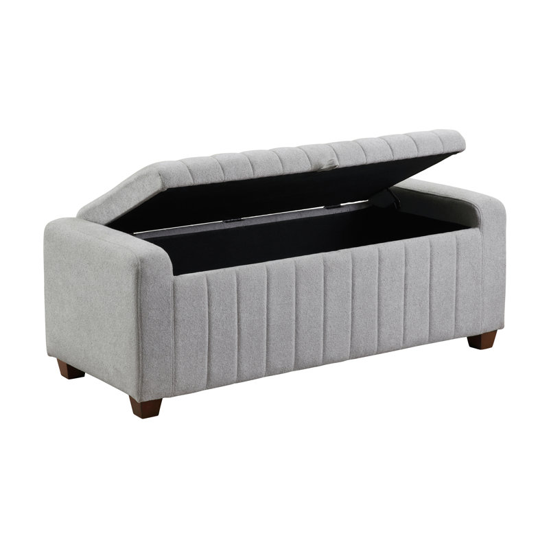 Acadia 50" W Boucle Upholstered Ottomanwith Lift-Top Storage, Gray