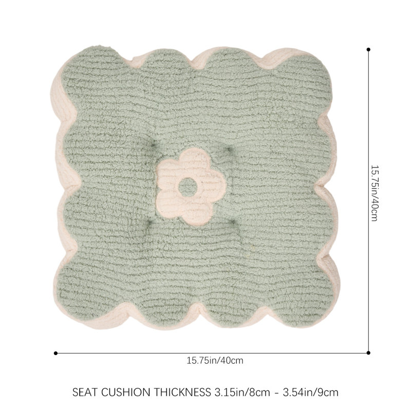 Flower-Shaped Plush Chair Cushion, Green