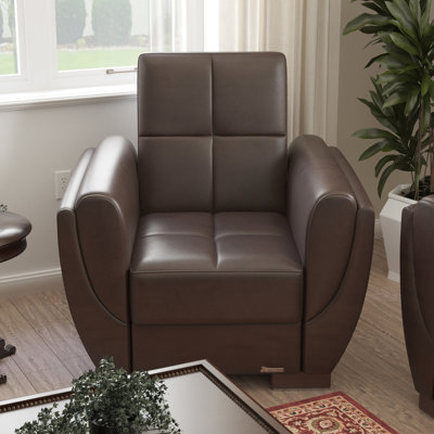 Armchair With Storage Feature - Add Convenience To Your Life Brown Microfiber Spacious Store Items Conveniently