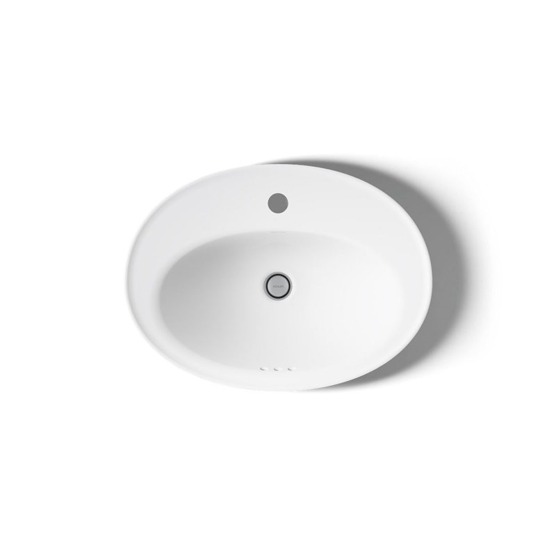 Serif Ceramic Oval Drop-In Bathroom Sink with Overflow, White, Single