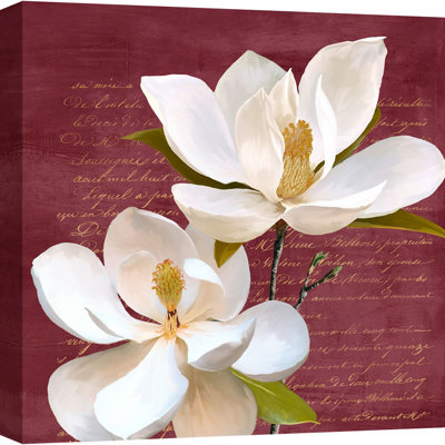 Burgundy Magnolia II - Wrapped Canvas Print