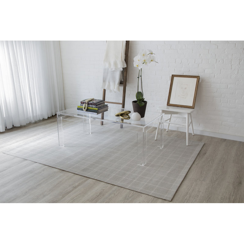 Marlborough Wool Plaid Area Rug in Gray, Rectangle 8' x 10'