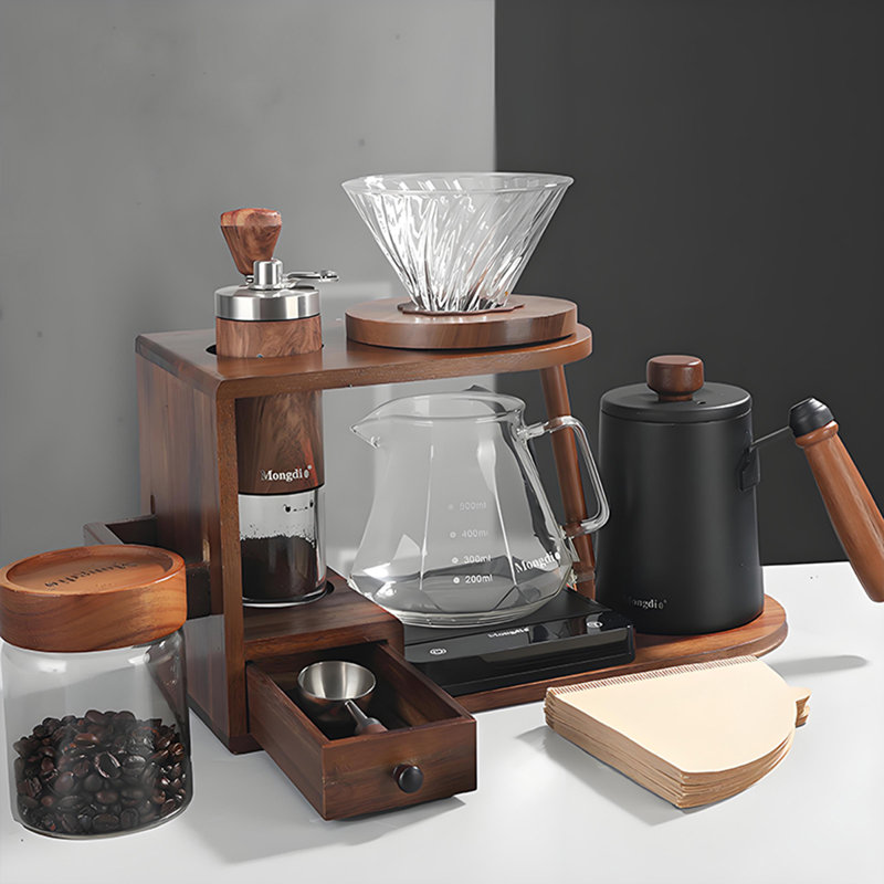 Pour Over Coffee Kettle Set, Hand Coffee Grinder, Storage Rack, Coffee Accessories
