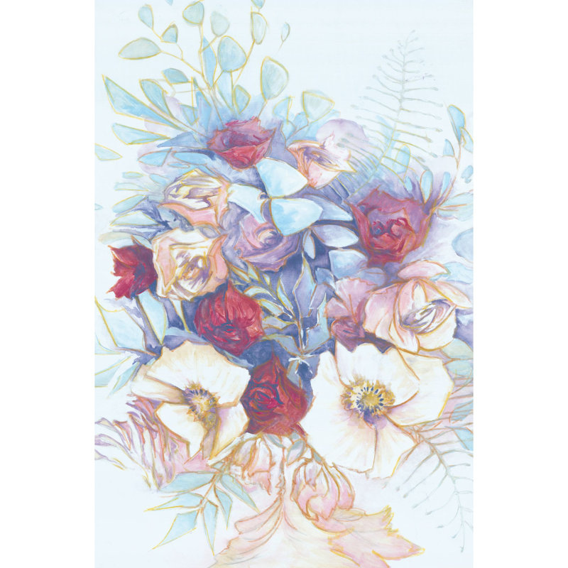 Flower Bouquet Pink - Wrapped Canvas Painting, 46cm H x 30cm W x 3.8cm D